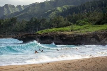 people swimming at the beach